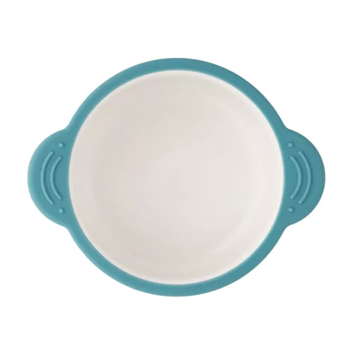 PETITE&MARS Kerámia tálka szilikon borítással Teal Blue