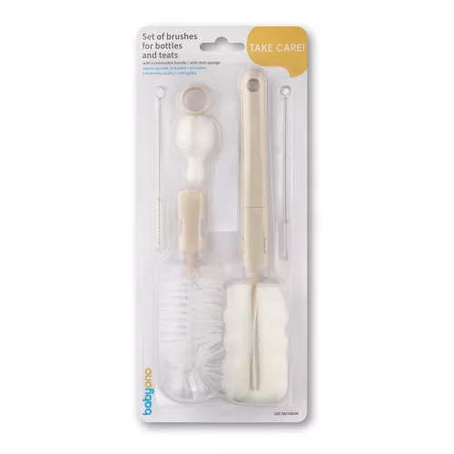 BABYONO Cumisüveg- és cumikefék levehető nyéllel Beige