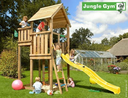 Kerti játszótér - Jungle Gym Palace játszótorony csúszdával és ajándék vágással