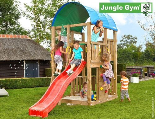 Kerti játszótér - Jungle Gym Farm játszótorony csúszdával és ajándék vágással