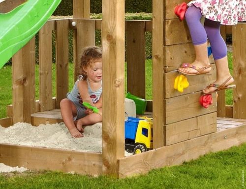 Kerti játszótér - Jungle Gym Farm játszótorony csúszdával és ajándék vágással