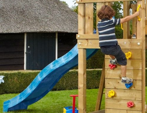 Kerti játszótér - Jungle Gym Farm játszótorony csúszdával és ajándék vágással