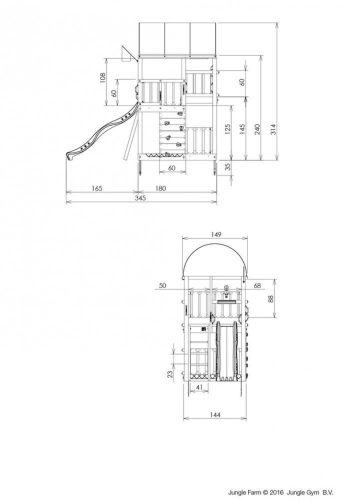 Kerti játszótér - Jungle Gym Farm játszótorony csúszdával és ajándék vágással