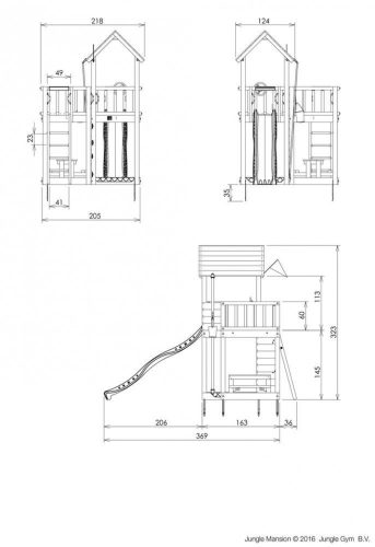 Kerti játszótér - Jungle Gym Mansion játszótorony csúszdával és ajándék vágással