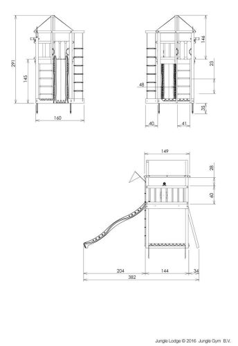 Kerti játszótér - Jungle Gym Lodge játszótorony csúszdával és ajándék vágással