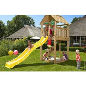   Kerti játszótér - Jungle Gym Cabin játszótorony csúszdával és ajándék vágással