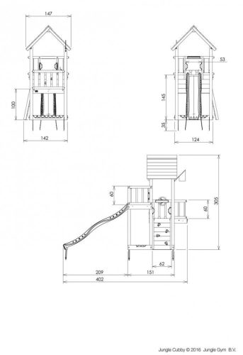 Kerti játszótér - Jungle Gym Cubby játszótorony csúszdával és ajándék vágással