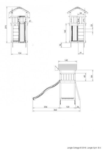 Kerti játszótér - Jungle Gym Cottage játszótorony csúszdával és ajándék vágással