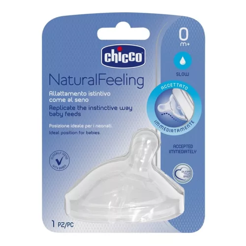 CHICCO Natural Feeling szilikon cumisüveg cumi lassú áramlás 0m+ 1 db