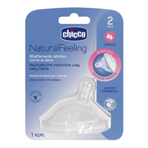 CHICCO Natural Feeling szilikon cumisüveg cumi közepes átfolyás 2m+ 1 db
