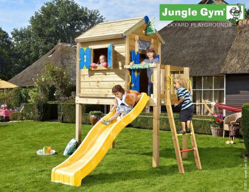 Kerti játszótér - Jungle Gym Playhouse platform L csúszdával és ajándék vágással