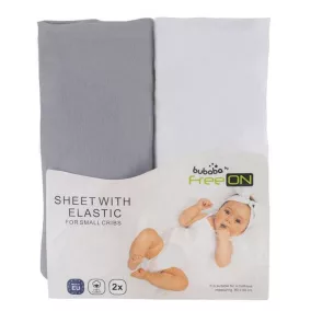 Bubaba pamut gumis lepedő 90x50cm-fehér/szürke