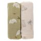 Bubaba muslin pelenka 70x70 cm (2 db)-green/beige