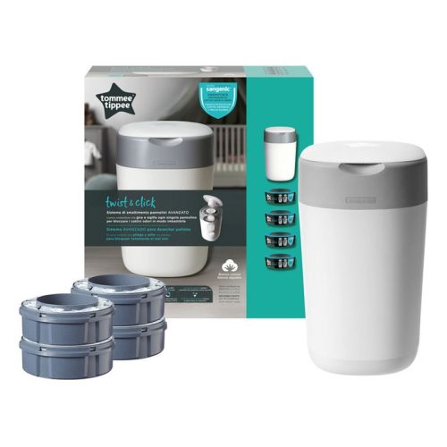 Tommee Tippee ajándék Twist&Click pelenkatároló vödör + 4db pelenkacsomagoló utántöltő