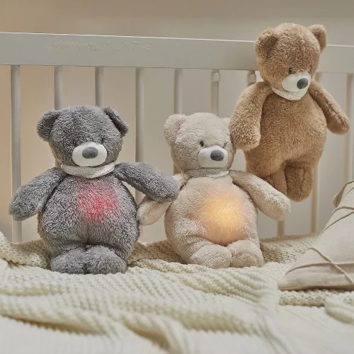NATTOU Usínaček plüss zenei fényjelzővel és sírásérzékelővel 4 az 1-ben Sleepy Bunny Halványbarna 0m
