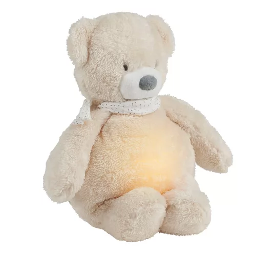 NATTOU Usínaček plüss zenei fényjelzővel és sírásérzékelővel 4 az 1-ben Sleepy Bear Beige 0m+