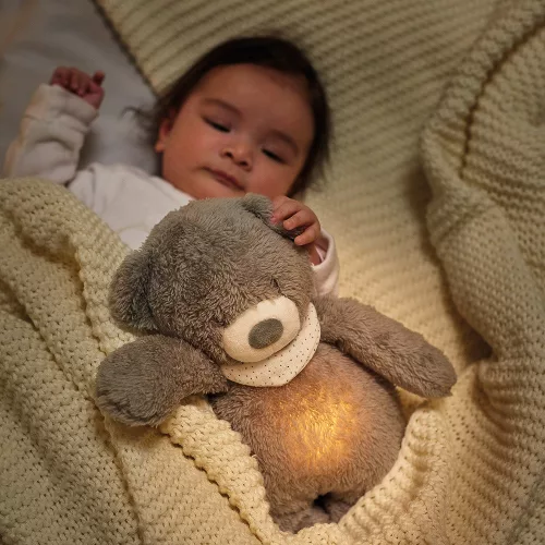 NATTOU Usínaček plüss zenei fényjelzővel és sírásérzékelővel 4 az 1-ben Sleepy Bear Beige 0m+