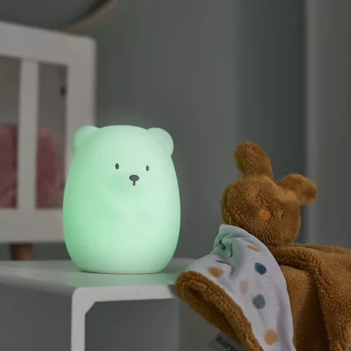 NATTOU Nagy méretű, 16 cm-es szilikon éjszakai fény medve