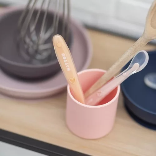 NATTOU  Szilikon étkészlet 4 db-os rózsaszín-lila BPA mentes