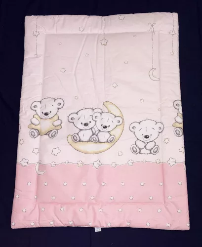 Moni Dombaby 3 részes ágynemű garnitúra fejvédővel macis pink