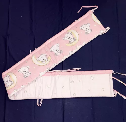 Moni Dombaby 3 részes ágynemű garnitúra fejvédővel macis pink