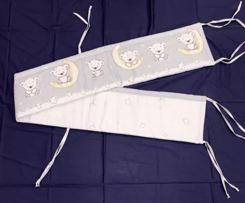 Moni Dombaby 3 részes ágynemű garnitúra fejvédővel macis szürke