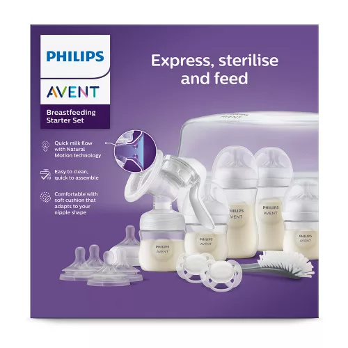 Philips AVENT Natural Response szoptatási készlet kézi mellszívóval és MW sterilizátorral