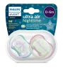 Philips AVENT SCF376/19 Játszócumi Ultra air éjszakai 0-6hó lányos, 2db