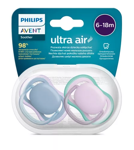 Philips AVENT SCF085/34 Játszócumi Ultra air neutral 6-18hó lányos kék, 2db