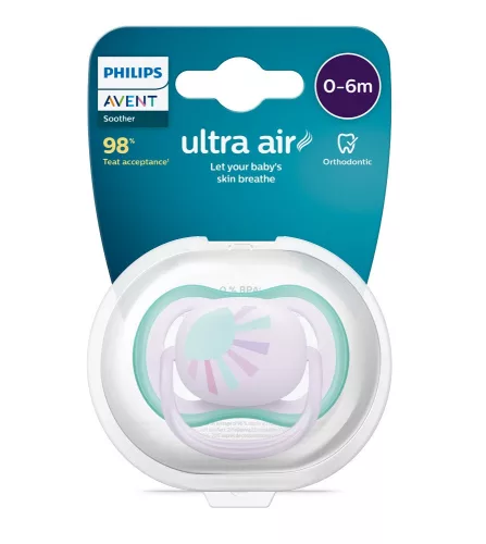 Philips AVENT SCF086/04 Játszócumi Ultra air Mintás 0-6hó napocska, 1 db