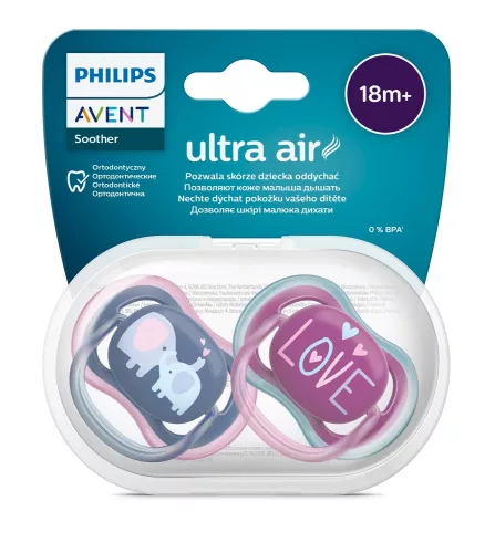 Philips AVENT SCF349/22 játszócumi Ultra air 18hó+ lányos (elefánt), 2db