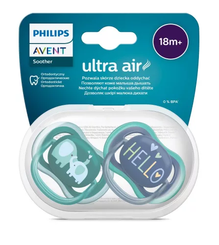 Philips AVENT SCF349/18 Játszócumi Ultra air 18hó+ fiús (elefánt), 2db