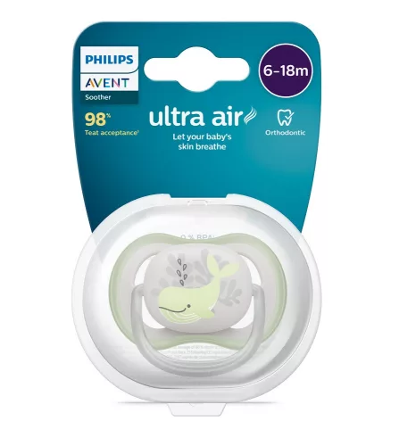 Philips AVENT SCF086/05 Játszócumi Ultra air Mintás 6-18hó bálna, 1db