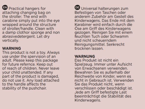 PETITE&MARS Hang Fül a táska felfüggesztéséhez babakocsihoz, 2 db