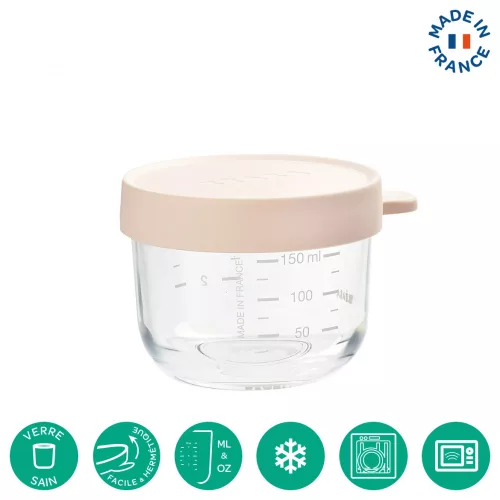 Béaba Tároló doboz kiváló minőségű üvegből - 150 ml - Rózsaszín -