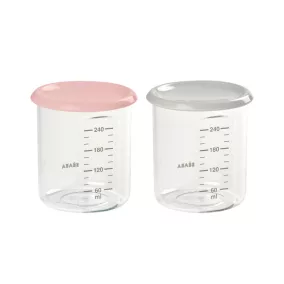   Béaba Maxi Ételtároló doboz szett 2 db - 2x240 ml Rózsaszín - Szürke