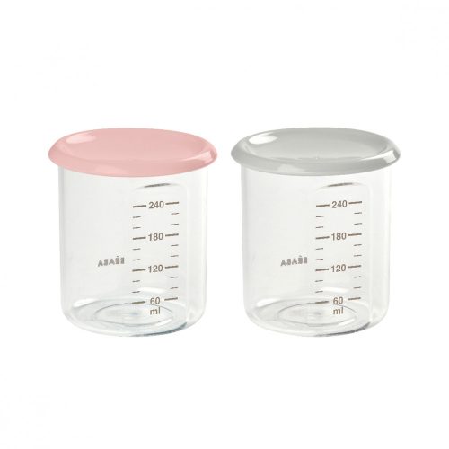 Béaba Maxi Ételtároló doboz szett 2 db - 2x240 ml Rózsaszín - Szürke
