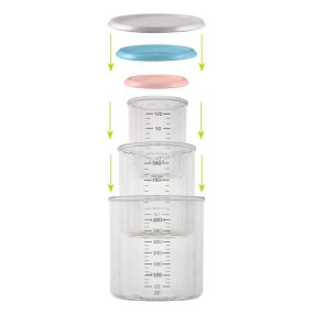   Béaba Ételtároló doboz szett (1 Baby - 1 Maxi - 1 Maxi+) Rózsaszín - Viharkék - Szürke