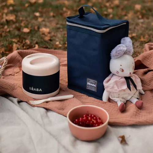 Béaba Rozsdamentes acél Tároló doboz - 500 ml - Halvány rózsaszín - Sötétkék -