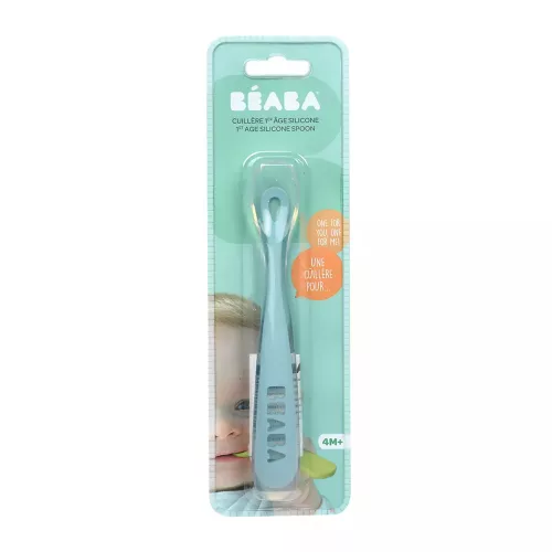 Béaba Ergonomikus Szilikon Hosszú Kiskanál - Viharkék