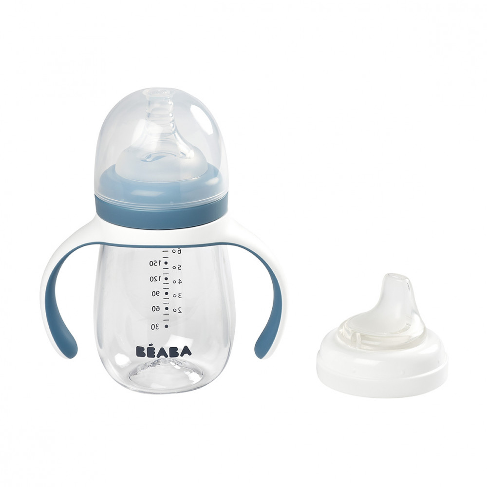 Béaba 2 az 1-ben Tanuló cumisüveg 210 ml - Viharkék (913477)