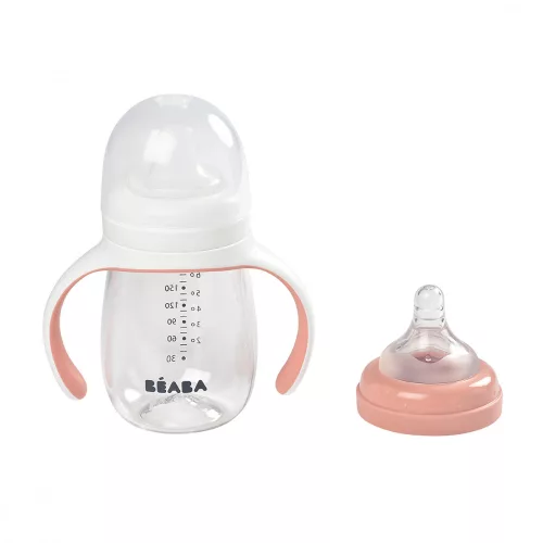Béaba 2 az 1-ben Tanuló cumisüveg 210 ml - Sötét rózsaszín