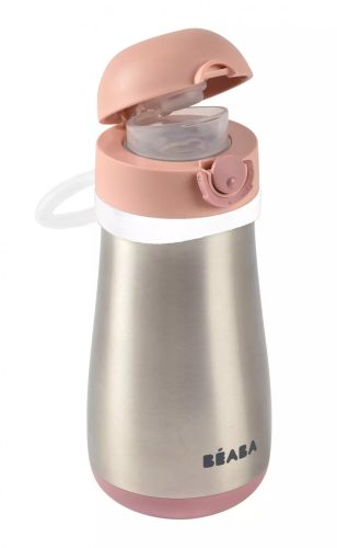 Béaba Rozsdamentes Acél Palack + Fogantyú - 350 ml - Sötét rózsaszín -