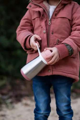 Béaba Rozsdamentes Acél Palack + Fogantyú - 350 ml - Sötét rózsaszín -