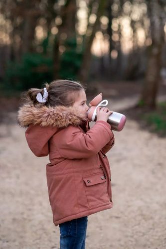 Béaba Rozsdamentes Acél Palack + Fogantyú - 350 ml - Sötét rózsaszín -