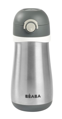 Béaba Rozsdamentes Acél Palack + Fogantyú - 350 ml - Sötétszürke -