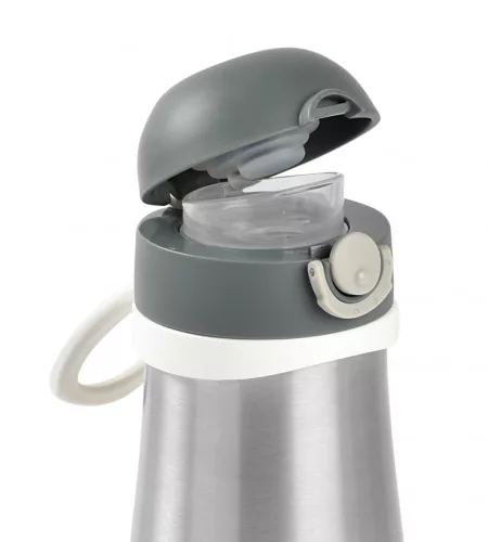 Béaba Rozsdamentes Acél Palack + Fogantyú - 350 ml - Sötétszürke -