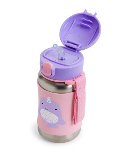 SKIP HOP Zoo Rozsdamentes acél szívószálas vízüveg Narvál 12m+