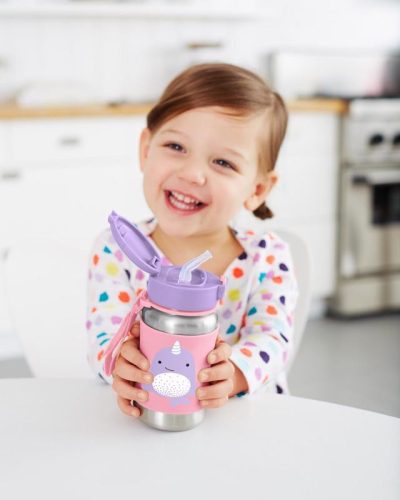 SKIP HOP Zoo Rozsdamentes acél szívószálas vízüveg Narvál 12m+