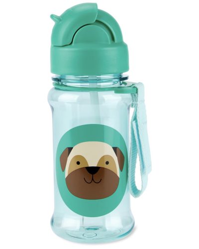 SKIP HOP Zoo Tritán Szívószálas Palack 355ml Mopsz 12hó+